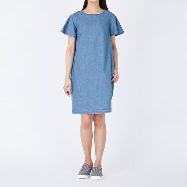 Gu公式 フレアスリーブデニムワンピース 半袖 ファッション通販サイト Gu公式 フレアスリーブデニムワンピース 半袖 ファッション通販サイト
