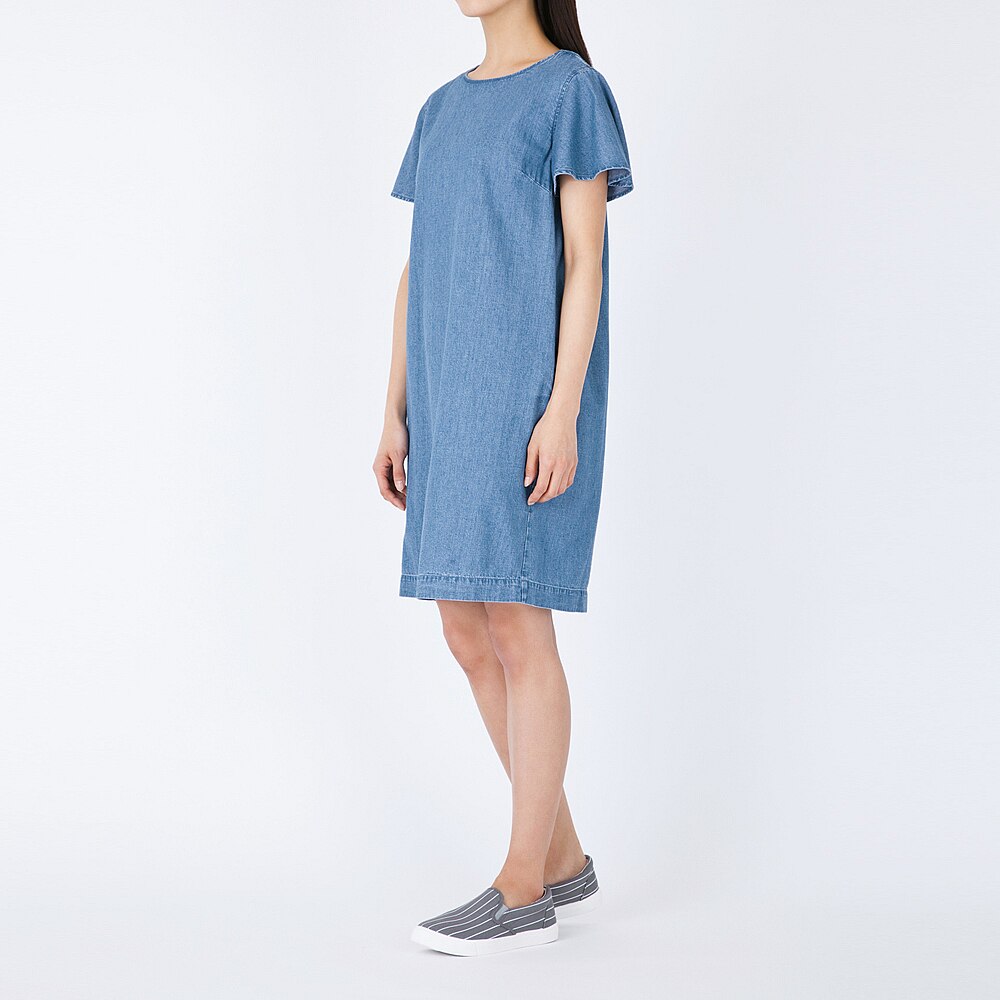 Gu公式 フレアスリーブデニムワンピース 半袖 ファッション通販サイト