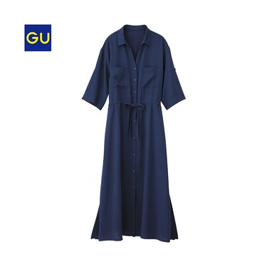 Gu公式 ロングシャツワンピース 無地 半袖 ｔｓ ファッション通販サイト