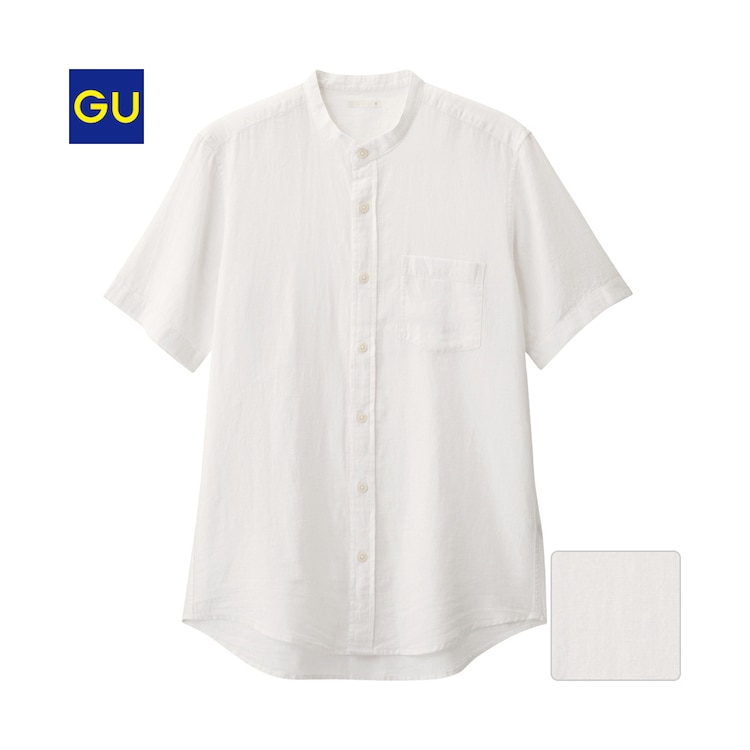リネンブレンドバンドカラーシャツ 半袖 Gu ジーユー 公式通販オンラインストア