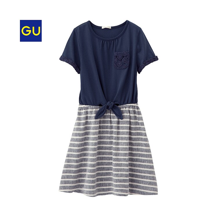 Girls ボーダースカートワンピース 半袖 Gu ジーユー 公式通販オンラインストア