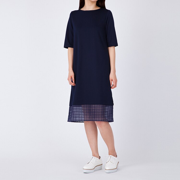 Gu公式 レースコンビワンピース ５分袖 ｚ ファッション通販サイト