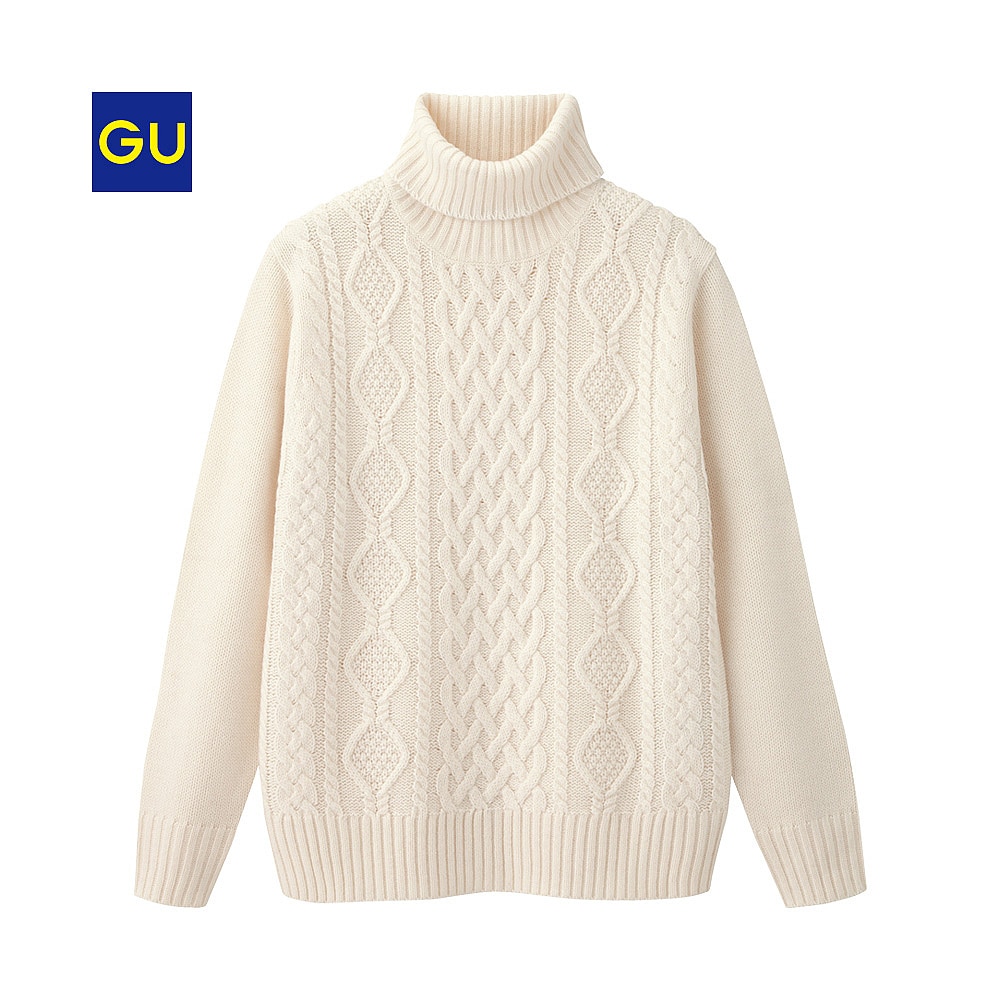 GU公式 | アランケーブルタートルネックセーター(長袖) | ファッション 
