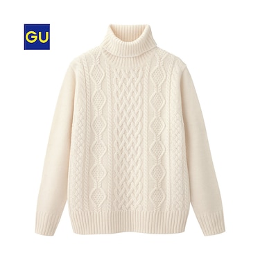 Gu公式 アランケーブルタートルネックセーター 長袖 ファッション通販サイト