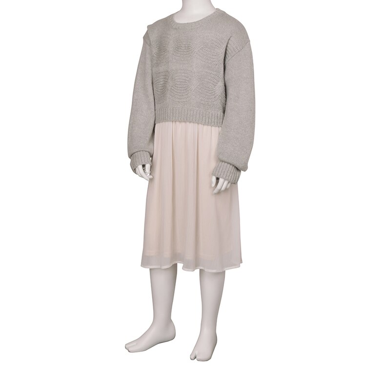 Girls ケーブルニットコンビワンピース 長袖 Gu ジーユー 公式通販オンラインストア