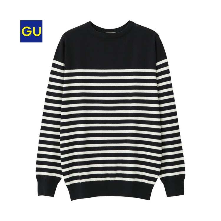 Gu公式 ボーダークルーネックセーター 長袖 ファッション通販サイト