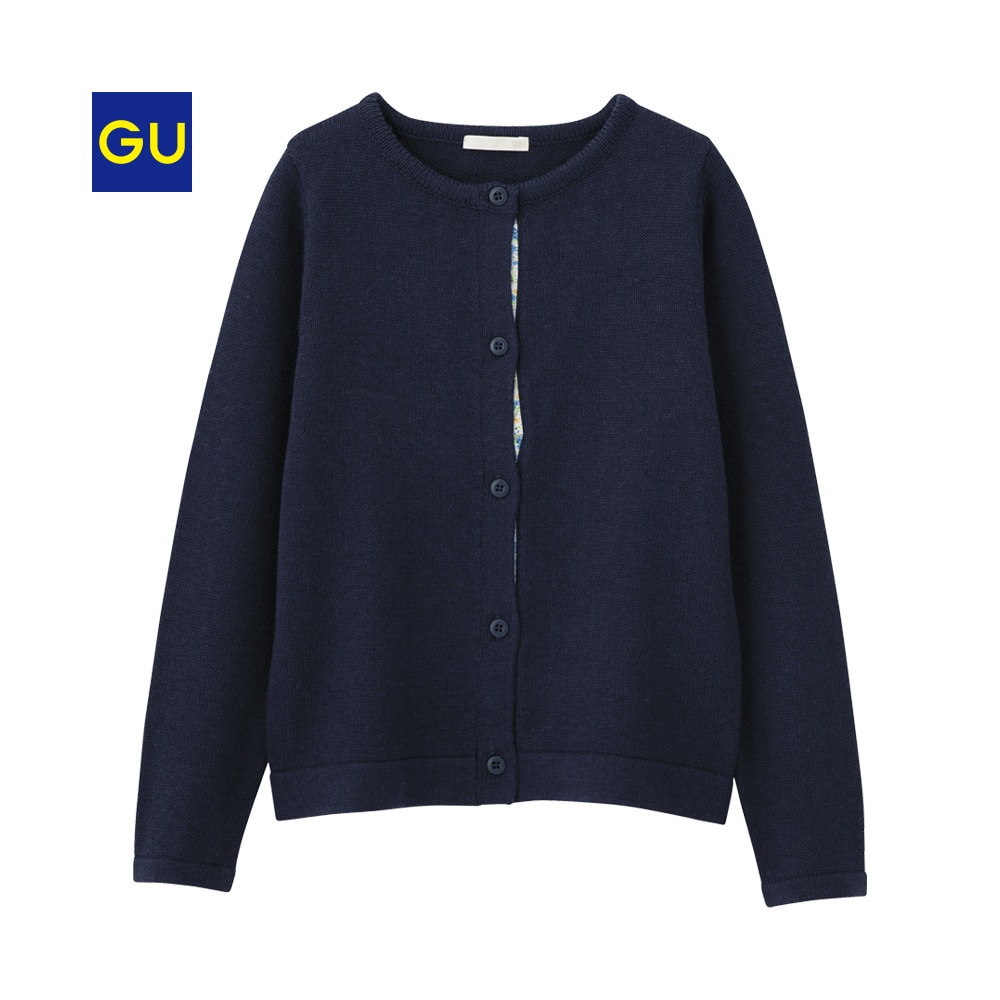（GU）GIRLS クルーネックニットカーディガン(長袖)のサムネイル