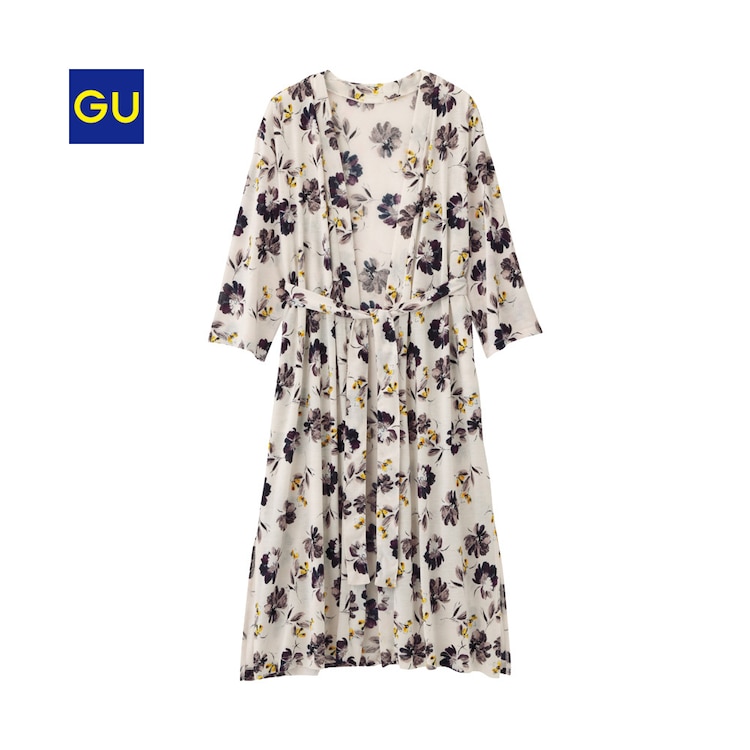 Gu公式 フラワープリントロングカーディガン ７分袖 ｂａ ファッション通販サイト