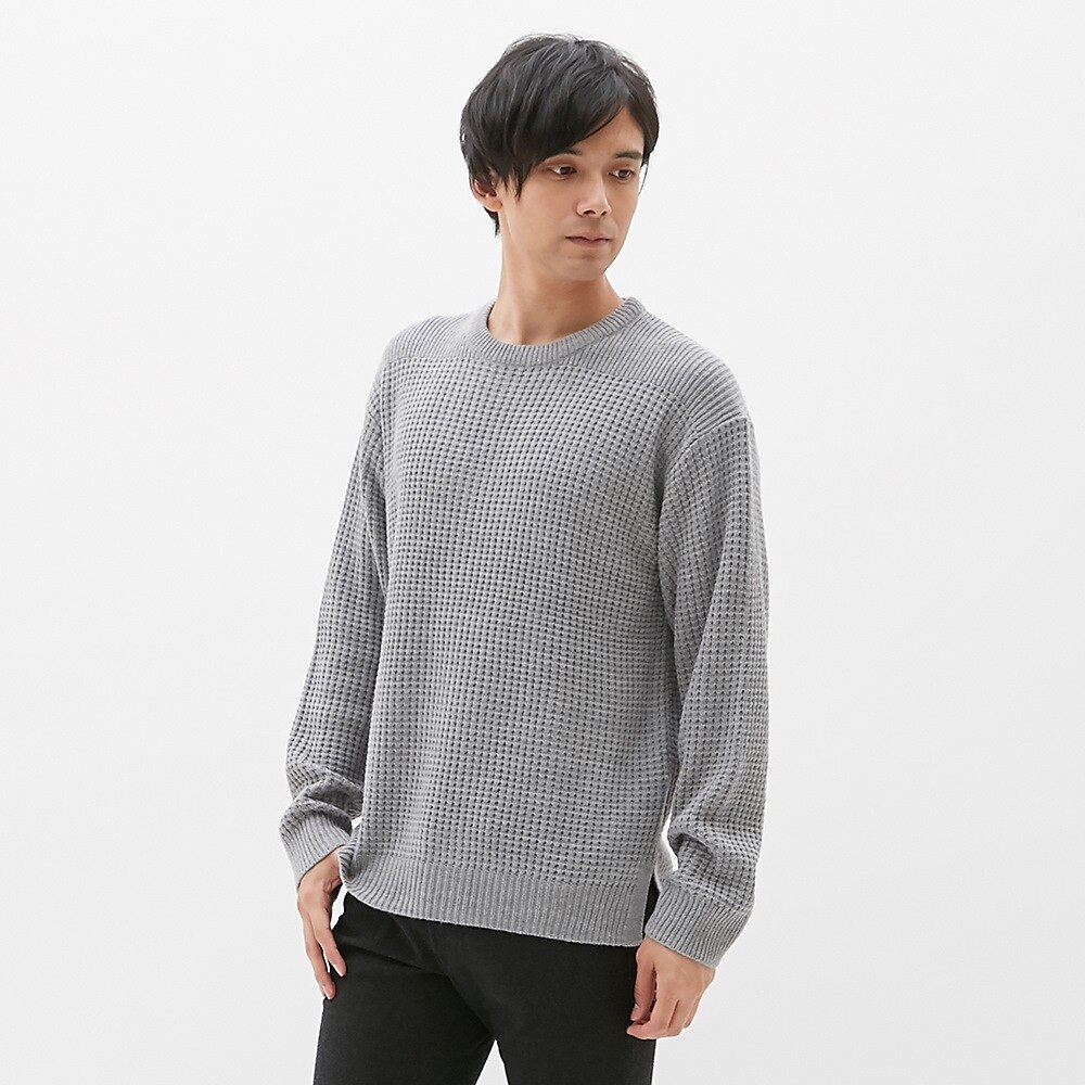 GU公式 | ワッフルクルーネックセーター(長袖) | ファッション通販サイト