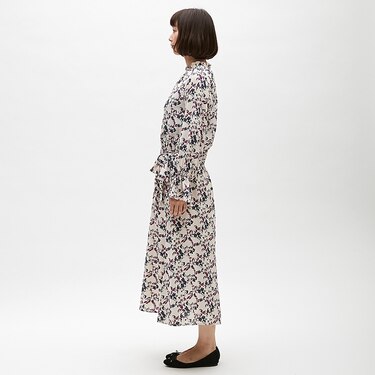 Gu公式 フラワープリントミディワンピース 長袖 ｒｏ ファッション通販サイト