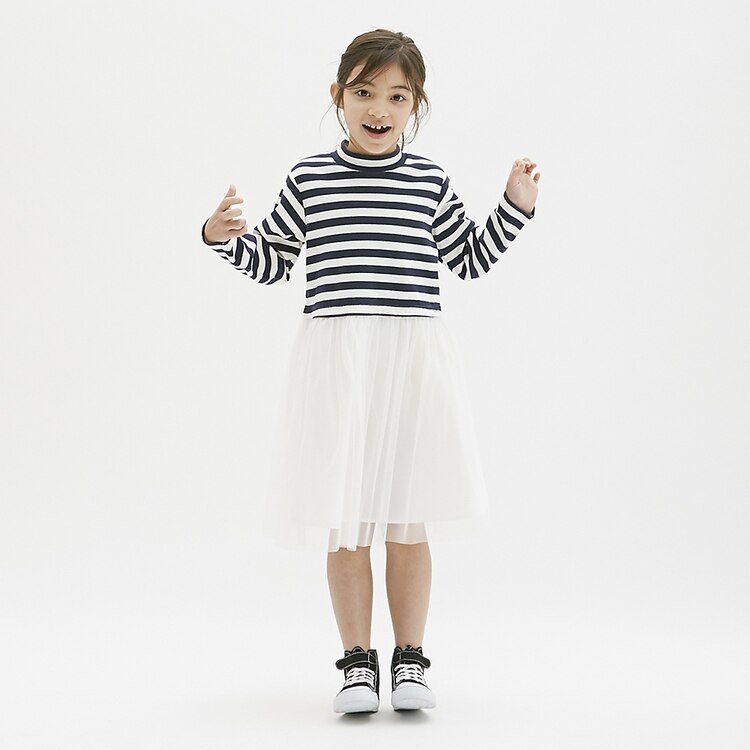 Gu公式 Girls チュールコンビボーダーワンピース 長袖 ファッション通販サイト Gu公式 Girls チュールコンビボーダーワンピース 長袖 ファッション通販サイト