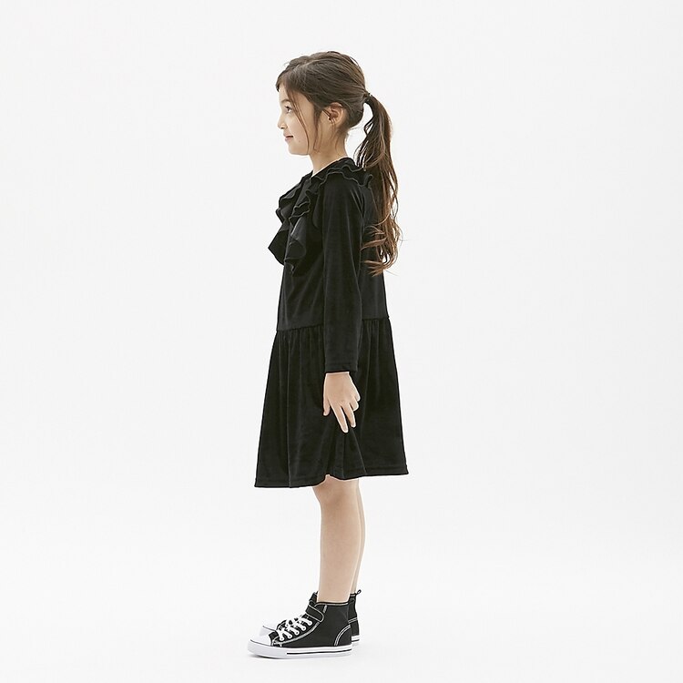Girls ベロアラッフルワンピース 長袖 Gu ジーユー 公式通販オンラインストア Girls ベロアラッフルワンピース 長袖 Gu ジーユー 公式通販オンラインストア