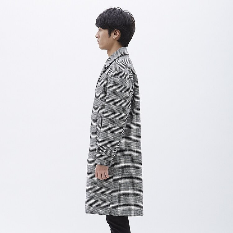 Gu公式 ウールブレンドビッグチェスターコート チェック ファッション通販サイト