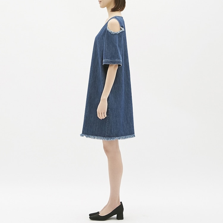 Gu公式 デニムオープンショルダーワンピース 5分袖 Ts ファッション通販サイト