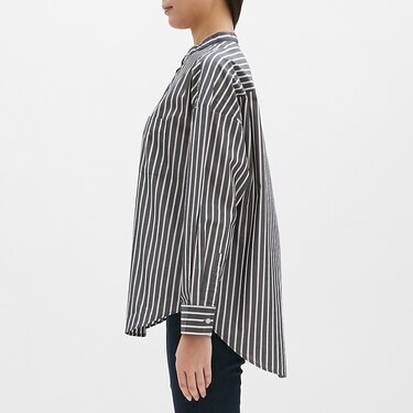 Gu公式 ストライプバンドカラーシャツ 長袖 Ts ファッション通販サイト