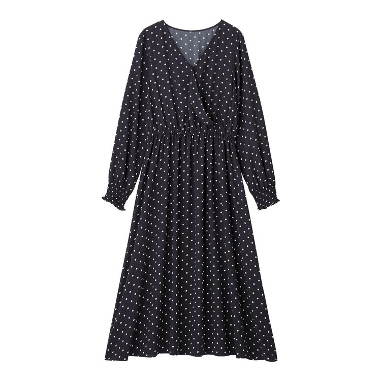 ドットカシュクールワンピース 長袖 Fm Gu ジーユー 公式通販オンラインストア