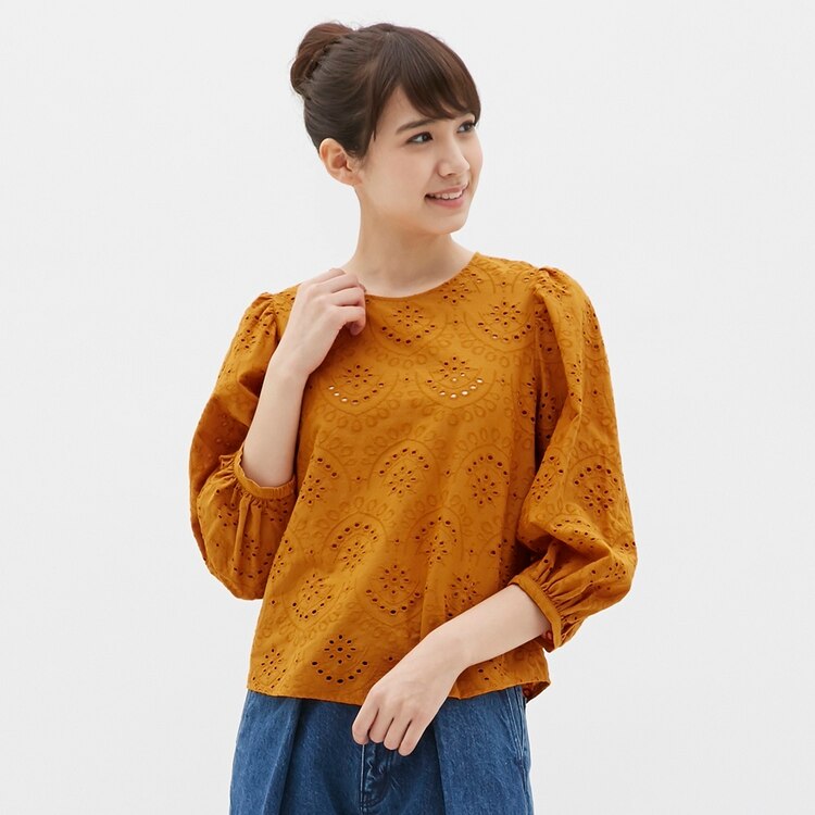 コットンレースブラウス 7分袖 Nr Gu ジーユー 公式通販オンラインストア