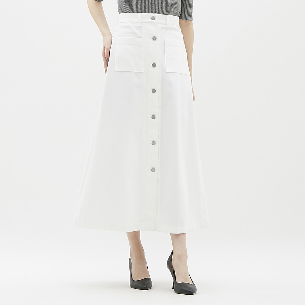 Gu公式 デニムフロントボタンマキシスカート ファッション通販サイト