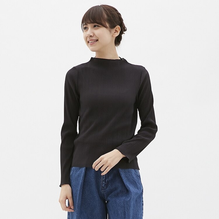 Gu公式 プリーツボトルネックt 長袖 Nr ファッション通販サイト