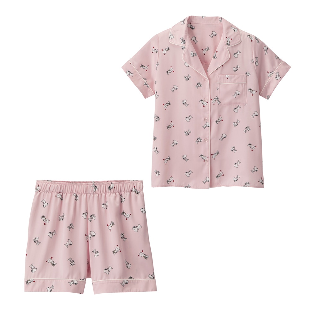 Gu公式 パジャマ 半袖 ショートパンツ サテン ピーナッツ ファッション通販サイト