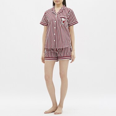 Gu公式 パジャマ 半袖 ショートパンツ ストライプ ピーナッツ ファッション通販サイト