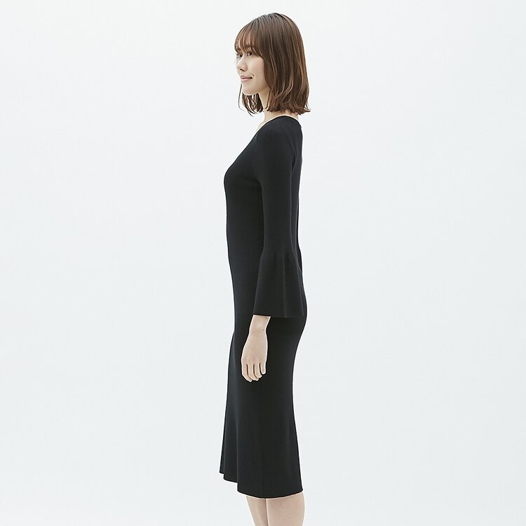 Gu公式 フレアスリーブリブニットワンピース 長袖 Fm ファッション通販サイト