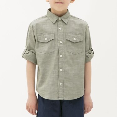 Gu公式 ロールアップシャツ 7分袖 ファッション通販サイト