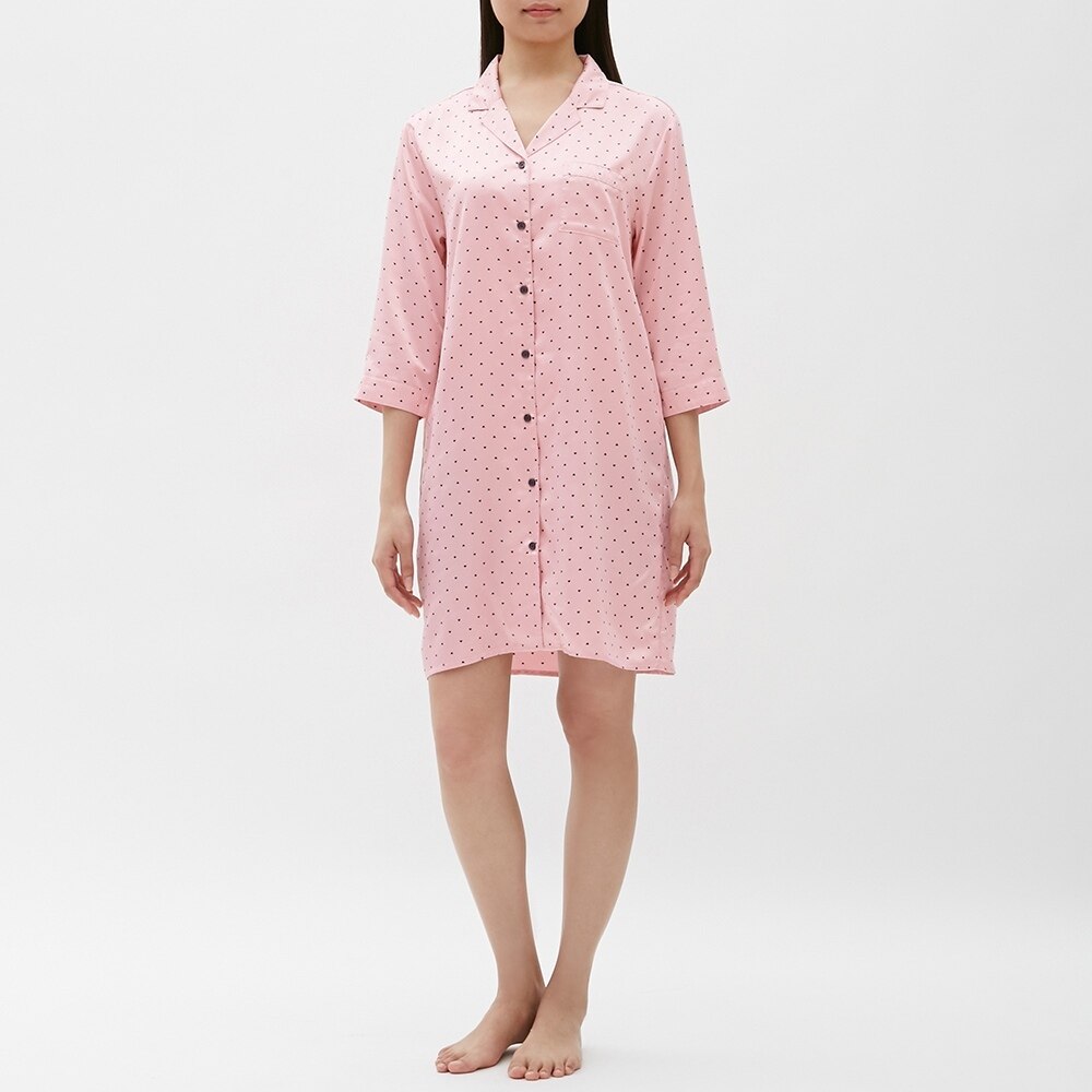 Gu公式 サテンパジャマワンピース 7分袖 ハート ファッション通販サイト