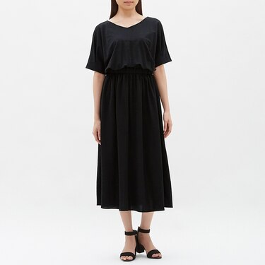 Gu公式 ウエストマークvネックワンピース 半袖 ファッション通販サイト