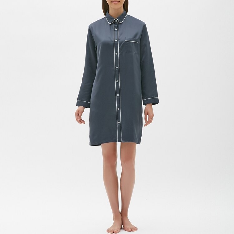 Gu公式 サテンパジャマワンピース 長袖 ファッション通販サイト