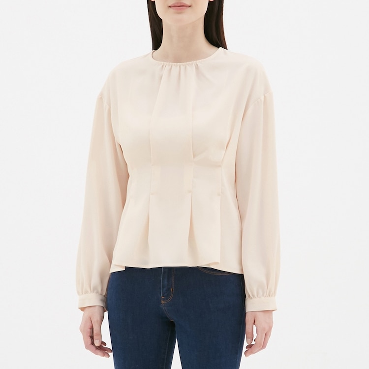 Gu公式 ウエストタックブラウス 長袖 Z ファッション通販サイト