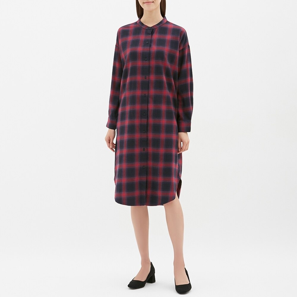 Guの Gu フランネルチェックワンピース 長袖 Ajn Stylehint