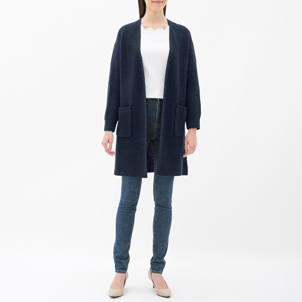 ワッフルロングカーディガン 長袖 Jn Gu ジーユー 公式通販オンラインストア