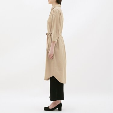Gu公式 リネンブレンドシャツワンピース 7分袖 ファッション通販サイト