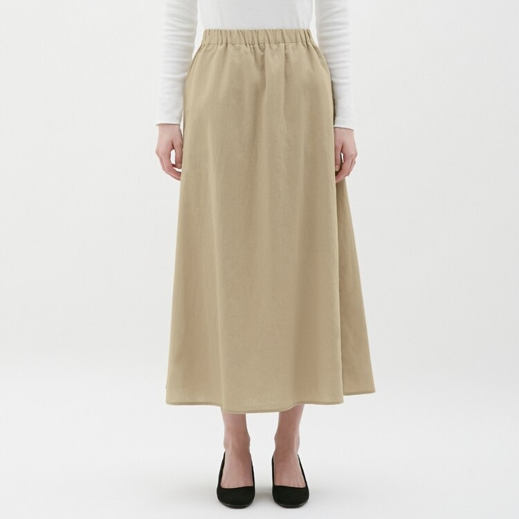 Gu公式 リネンブレンドフレアロングスカート ファッション通販サイト