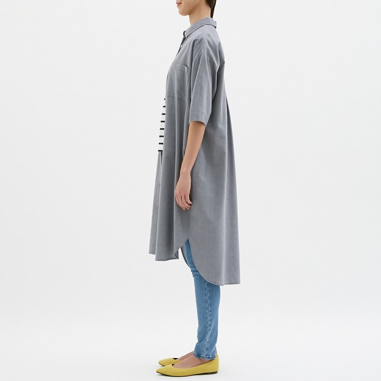 オックスフォードシャツワンピース 5分袖 Jn Gu ジーユー 公式通販オンラインストア