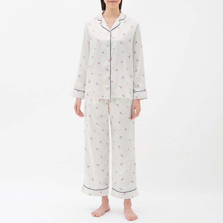 Gu公式 パジャマ 長袖 サテン チェリー ファッション通販サイト