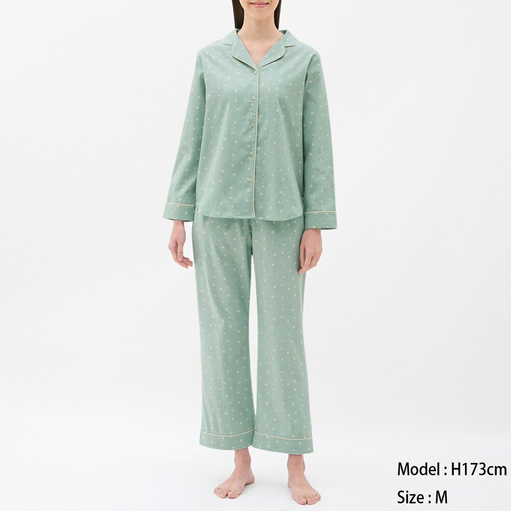 Guのサテンパジャマワンピース 長袖 スター Stylehint