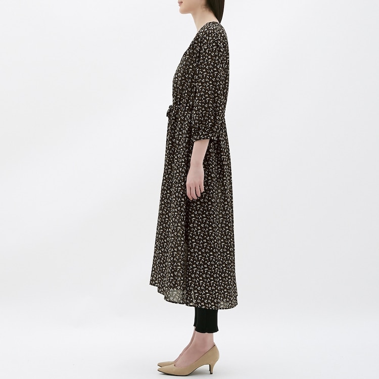 フラワープリントvネックワンピース 7分袖 Gu ジーユー 公式通販オンラインストア