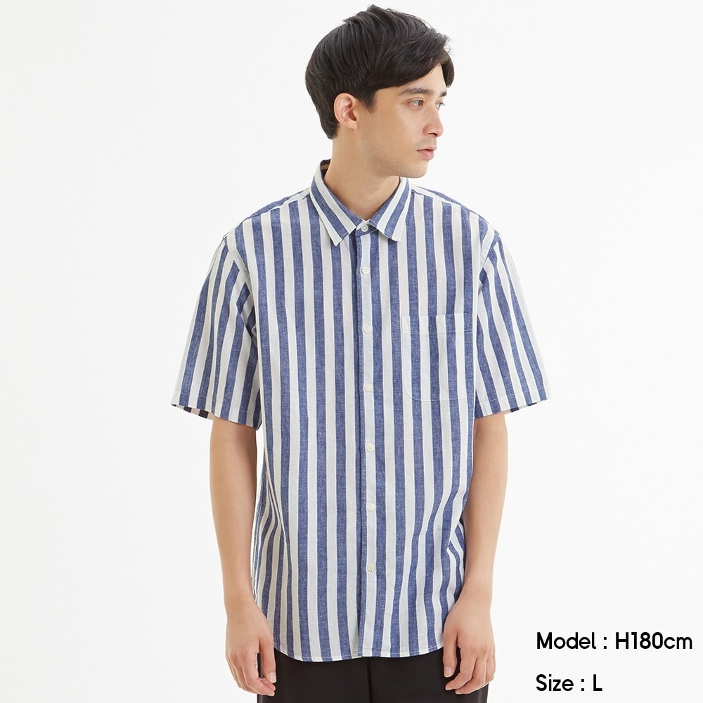 UNIQLO エクストラファインコットンブロードストライププルオーバーシャツ（ボタンダウン・半袖） | StyleHint