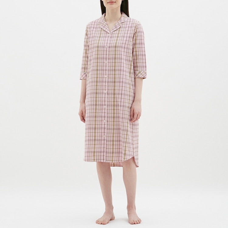 Gu公式 パジャマワンピース 7分袖 チェック ファッション通販サイト