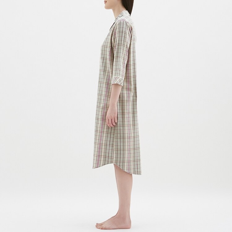 パジャマワンピース 7分袖 チェック Gu ジーユー 公式通販オンラインストア