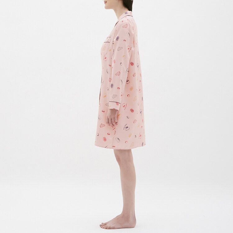 Gu公式 サテンパジャマワンピース 長袖 スイーツ ファッション通販サイト