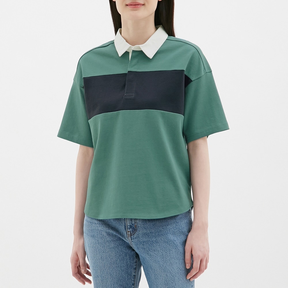 Guのカラーブロックシャツワンピース 長袖 Kj Stylehint