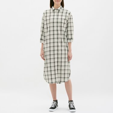 Gu公式 チェックシャツワンピース 7分袖 Jn ファッション通販サイト
