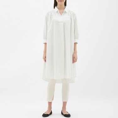 Gu公式 Aラインシャツワンピース 7分袖 ファッション通販サイト