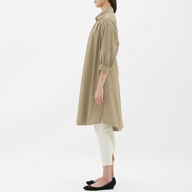 Gu公式 Aラインシャツワンピース 7分袖 ファッション通販サイト