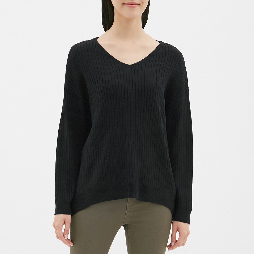 GU ワイドリブVネックセーター(長袖) StyleHint