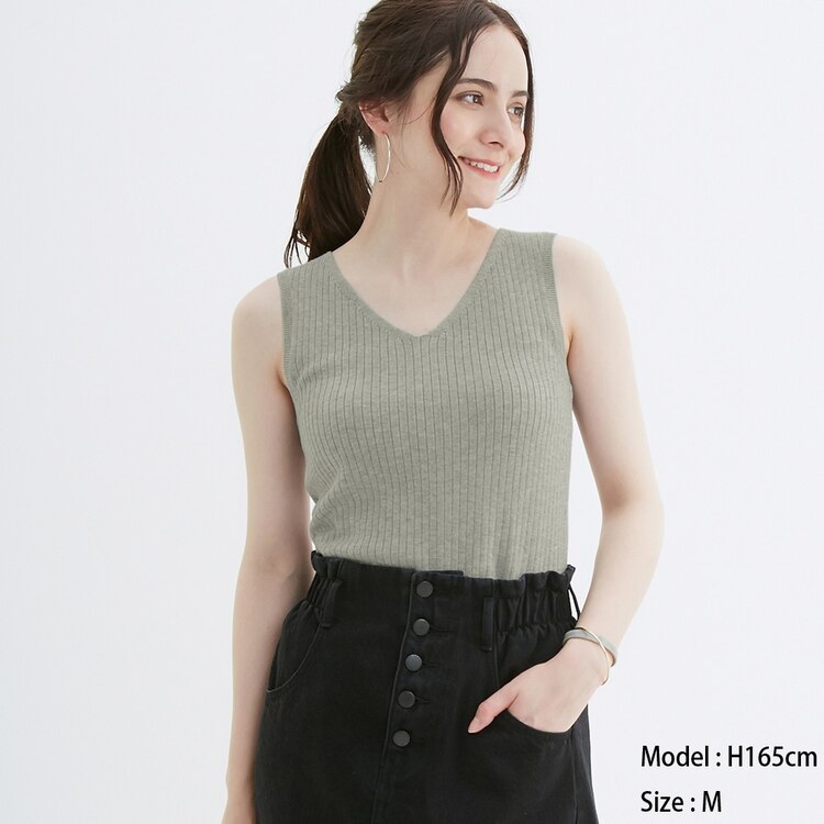 ワイドリブvネックセーター ノースリーブ Gu ジーユー 公式通販オンラインストア