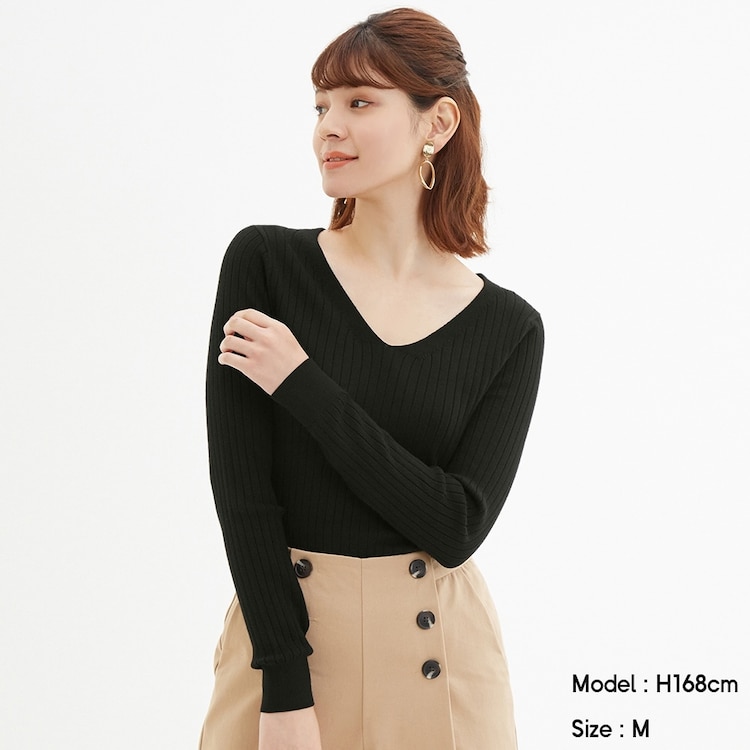 ワイドリブvネックセーター 長袖 Gu ジーユー 公式通販オンラインストア